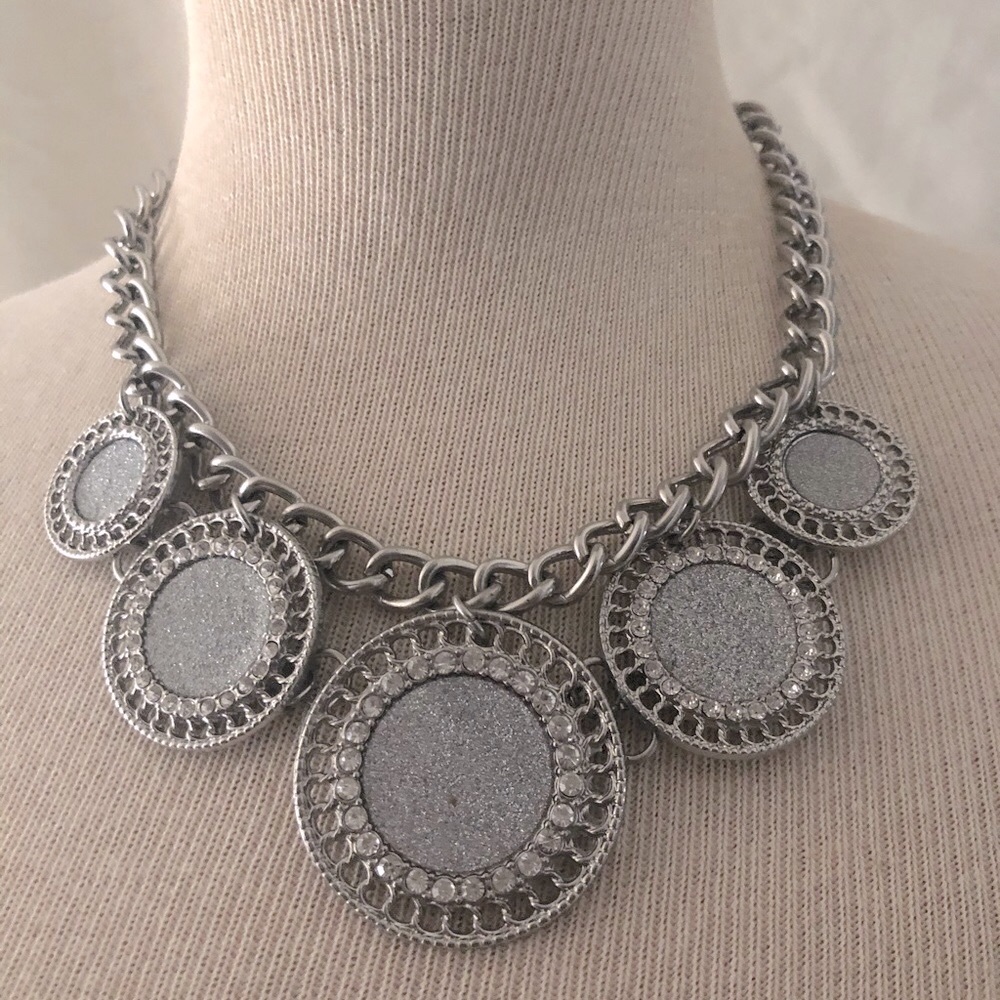 Silver With Rhinestone Necklace
